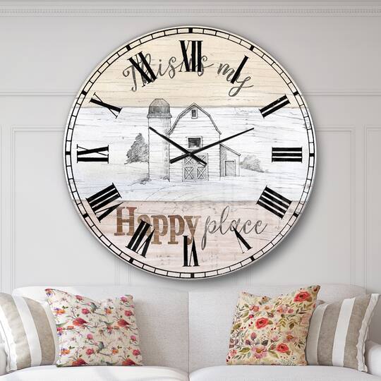 Designart 'Farmhouse Moment Barns Farmhouse Wall Clock